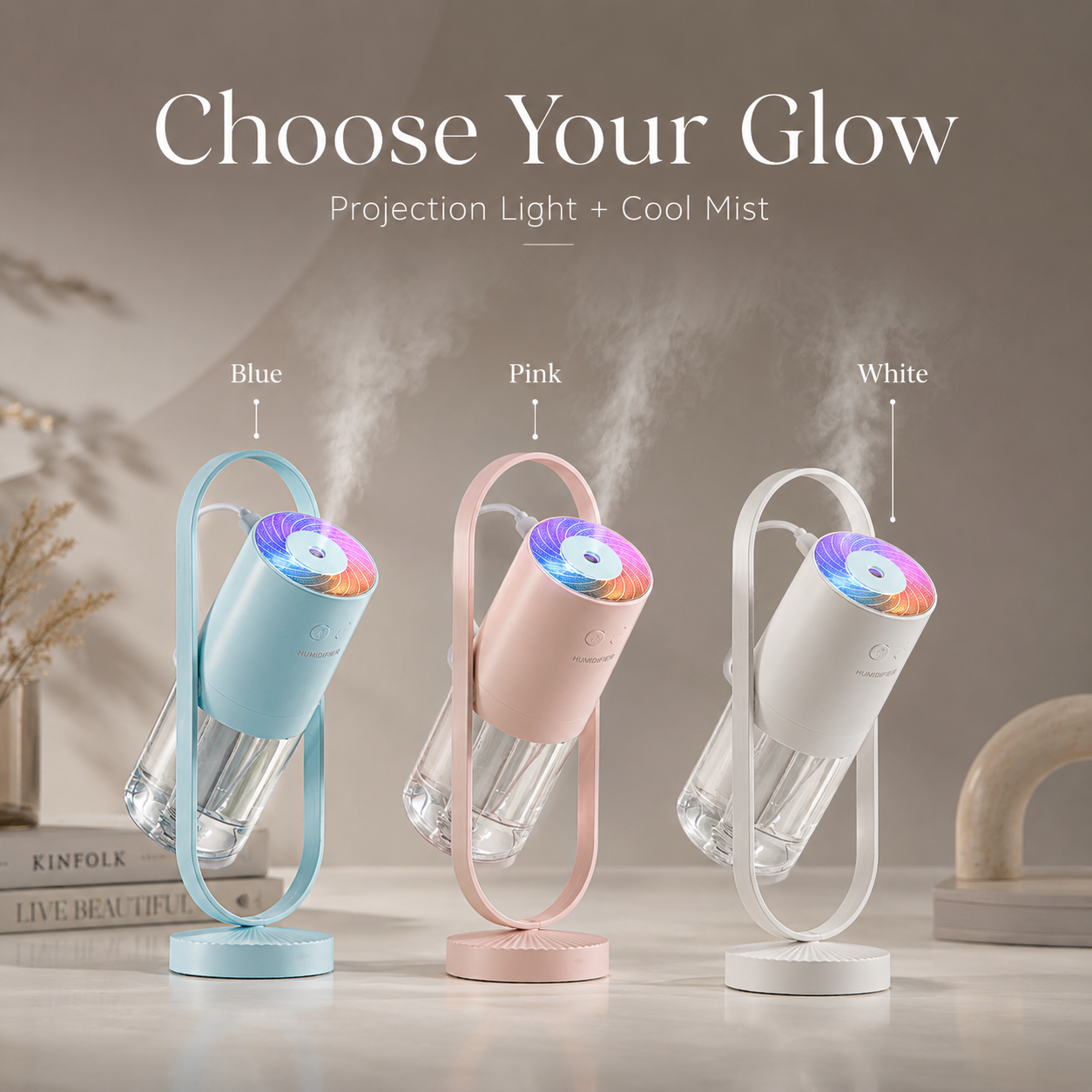 AuraGlow Mist™ – Projection Night Light Humidifier