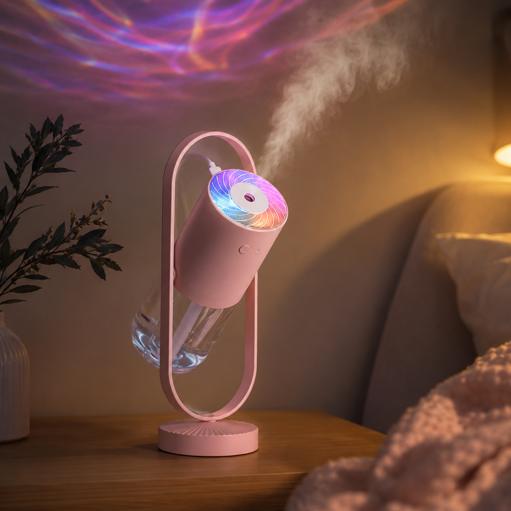 AuraGlow Mist™ – Projection Night Light Humidifier