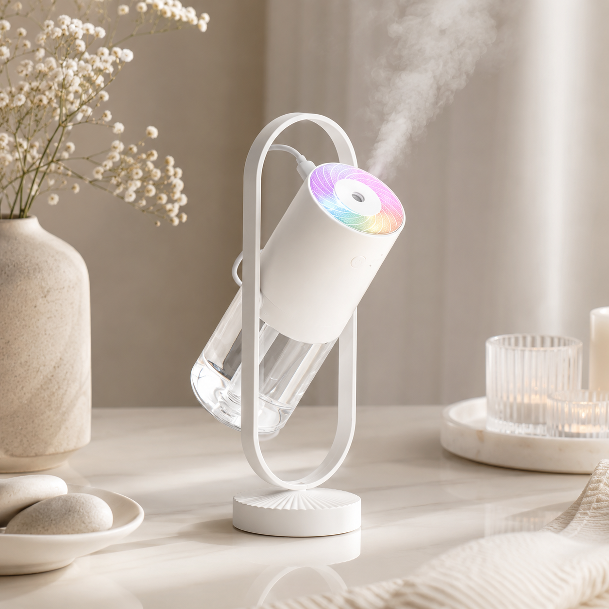 AuraGlow Mist™ – Projection Night Light Humidifier