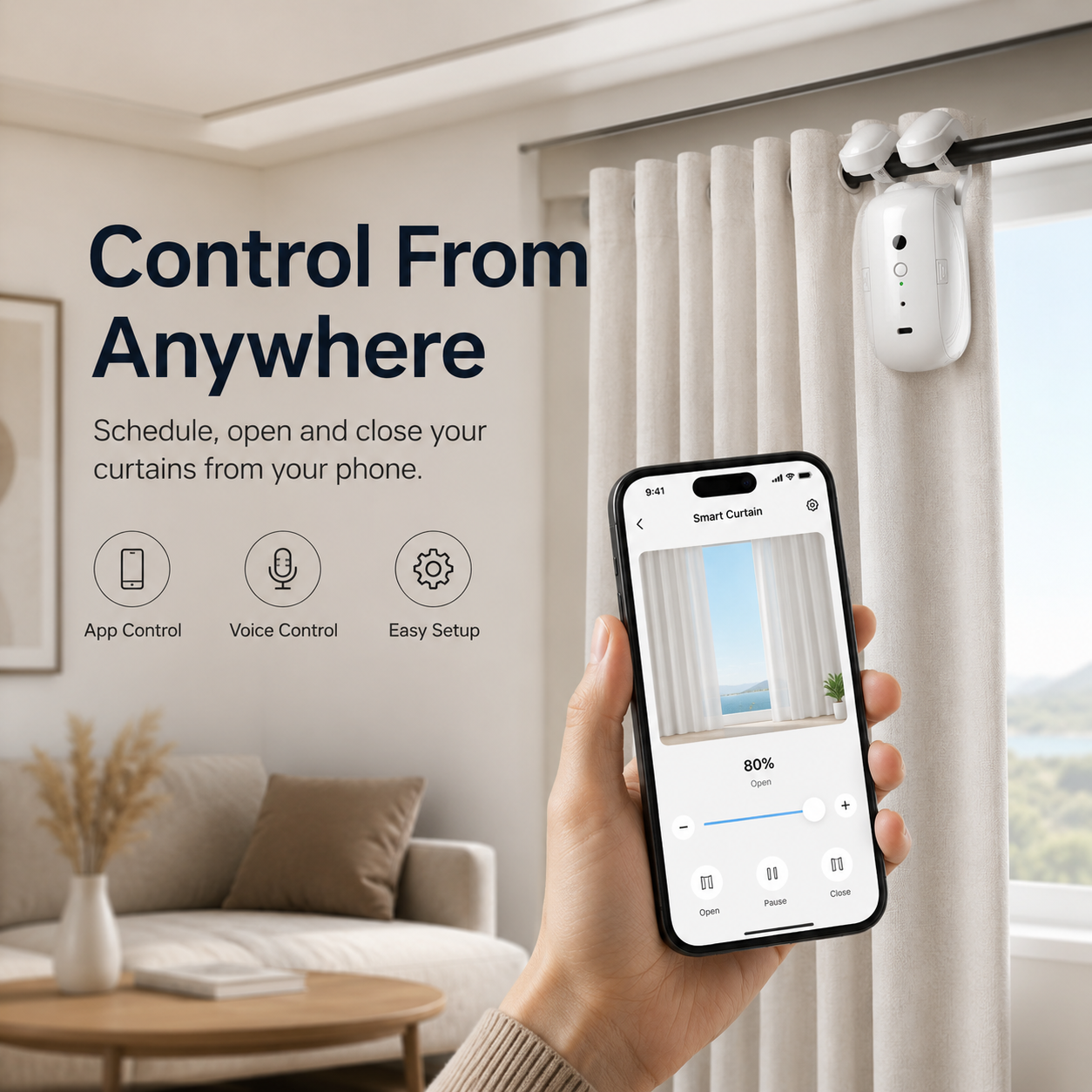 CurtainGlide Pro™ – Smart Automatic Curtain Opener