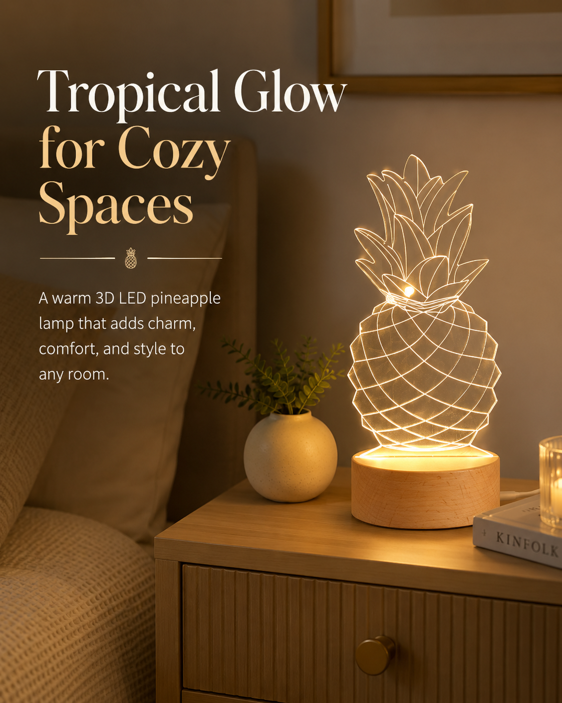 PineGlow 3D LED Ambient Table Lamp