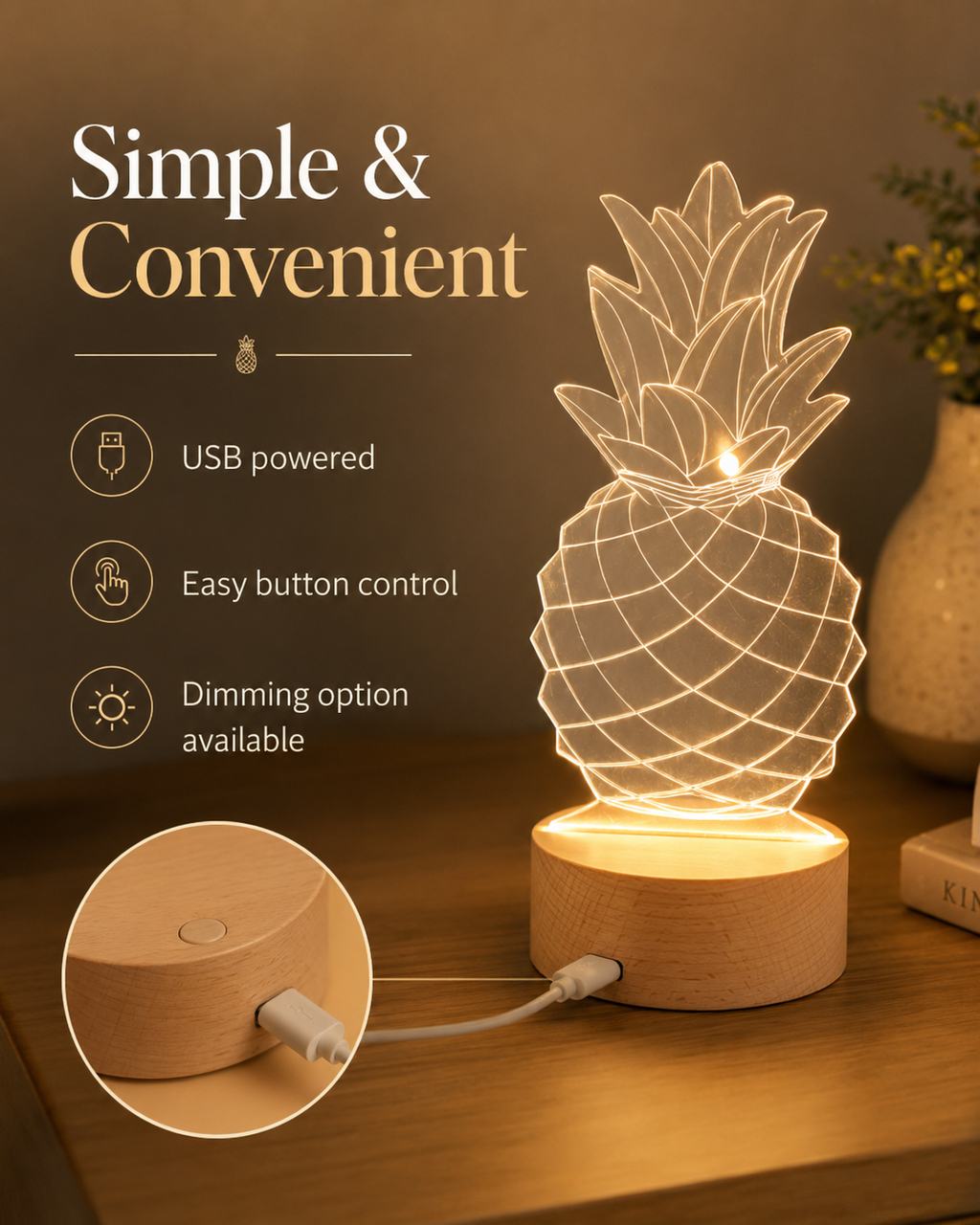 PineGlow 3D LED Ambient Table Lamp