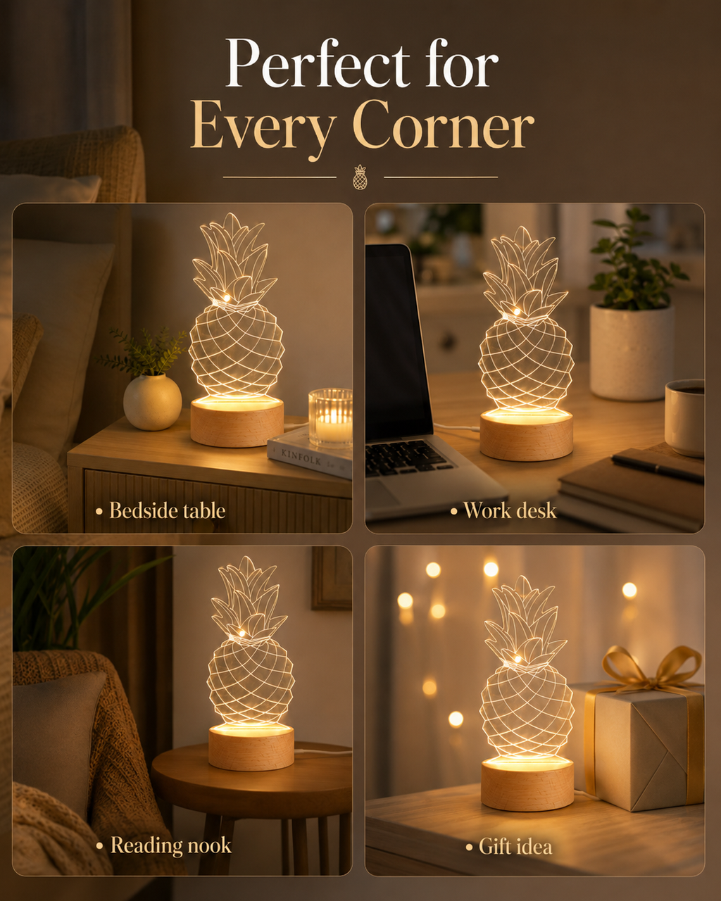 PineGlow 3D LED Ambient Table Lamp