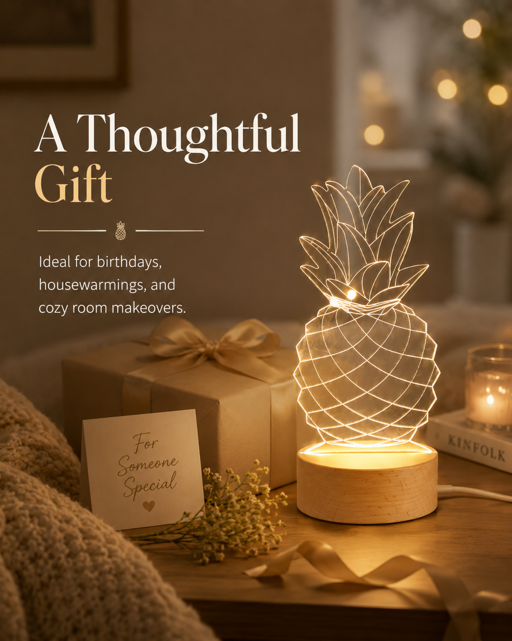 PineGlow 3D LED Ambient Table Lamp