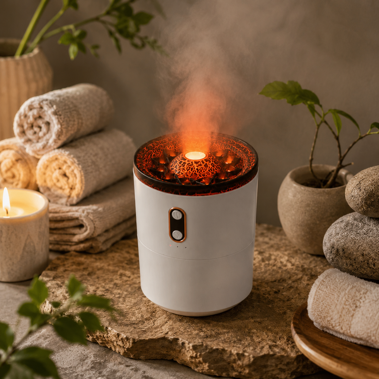 VolcanoMist Pro™ – Flame Effect Aroma Humidifier